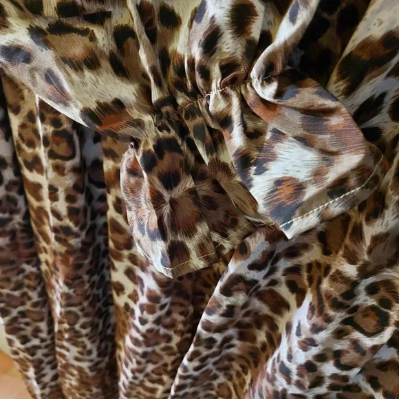 Plushe | Leopard Print Flounced  Sleeve Maxi Dress - Plus Size - Picture 5 of 14